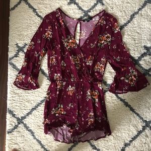 Maroon floral romper